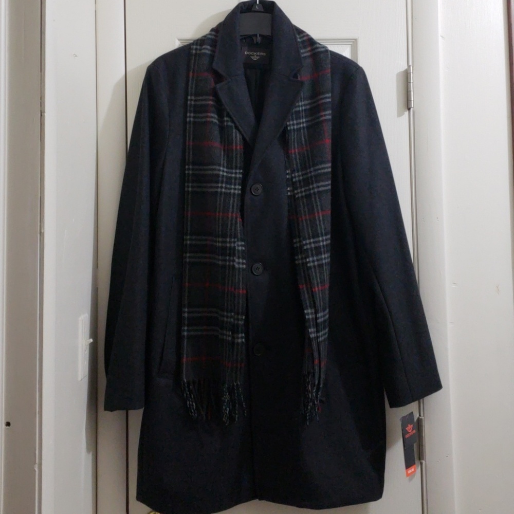 Brand New Dockers Charcoal Wool Blend Winter Coat!